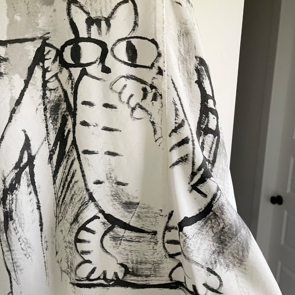 Skifo Handpainted Cat Hi-Lo Tunic Dress, Unique Feline Graphic ~ OS - Picture 5 of 10